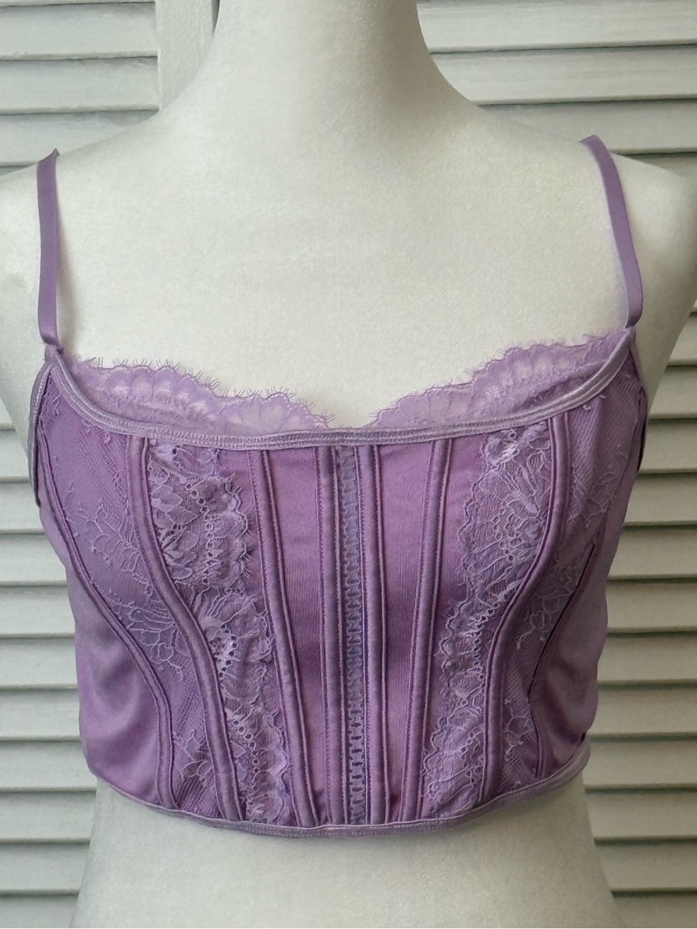 Fairy Romantic Whimsigoth REN Faire Lavender Lace Corset-Style Camisole Womens L
